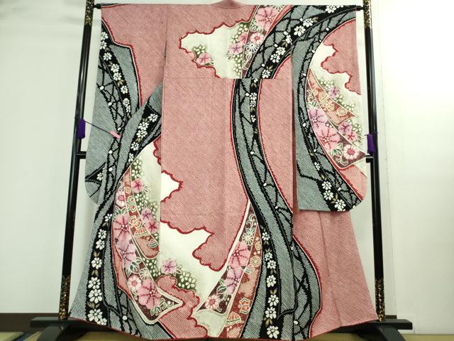 平和屋着物■極上　振袖　絞り　蔓帯花文　金彩　京都きもの友禅扱い　逸品　DZAA9886kh5