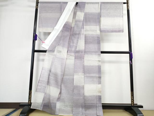 平和屋着物■極上　夏物　紬　横段文　逸品　DZAA9900kh5_1