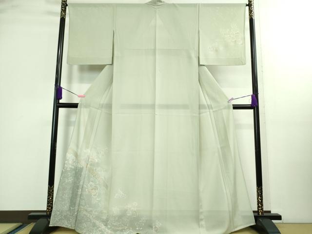 平和屋着物■極上　夏物　訪問着　刺繍　絽　辻が花　柳鼠色地　暈し染め　金彩　逸品　DZAA9902kh5