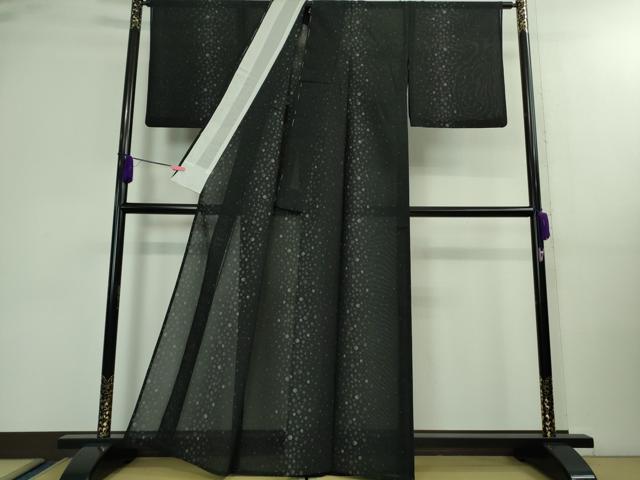 平和屋本店□極上 夏物 本場大島紬 夏大島 丸文 黒地 逸品 DZAA9904kh5 紬