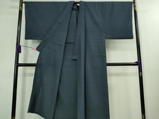 平和屋着物▽極上　男性　本塩沢　単衣　110亀甲　濃紺地　逸品　DZAA9908kh5_1