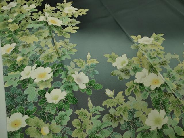 平和屋本店■極上　名門染元　秀美　十日町友禅　訪問着　草花文　藍鉄色地　暈し染め　逸品　未使用　DZAA9957kh5 平和屋本店□極上 名門染元 秀美 十日町友禅 訪問着 草花文 藍