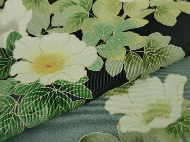 平和屋本店□極上 名門染元 秀美 十日町友禅 訪問着 草花文 藍