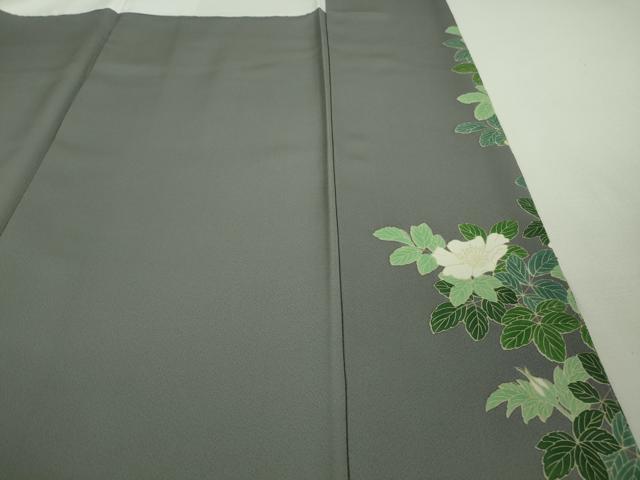 平和屋本店□極上 名門染元 秀美 十日町友禅 訪問着 草花文 藍