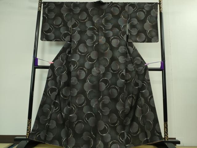 平和屋着物■極上　本場大島紬　9マルキ　輪重ね　黒地　逸品　未使用　DZAA9983kh5