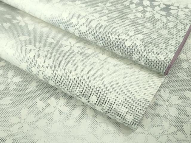 平和屋本店■極上　本場大島紬　白大島　7マルキ　舞桜　逸品　未使用　DZAA9984kh5