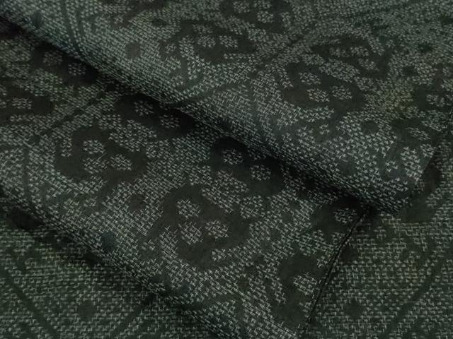 平和屋着物■極上　夏物　石川県指定無形文化財　能登上布　本麻手織上布　亀甲繋ぎ　藍墨茶色地　逸品　DZAA9986kh5