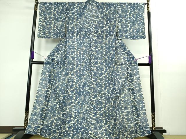 平和屋着物■極上　夏物　小紋・浴衣兼用　綿紅梅　流水菊花文　逸品　DZAA9990kh5