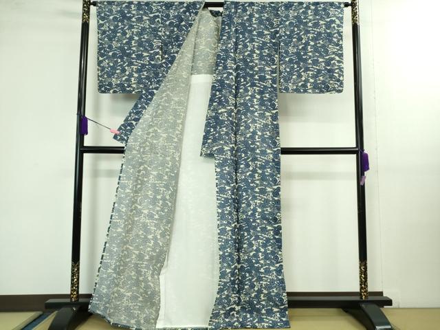 平和屋着物■極上　夏物　小紋・浴衣兼用　綿紅梅　流水菊花文　逸品　DZAA9990kh5_1