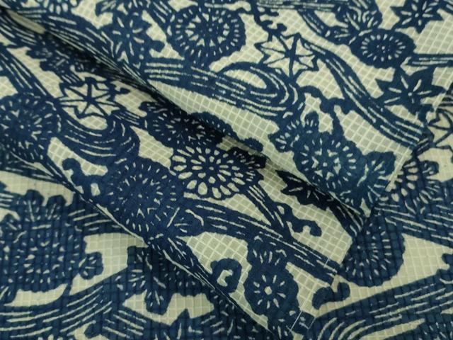 平和屋着物■極上　夏物　小紋・浴衣兼用　綿紅梅　流水菊花文　逸品　DZAA9990kh5_8