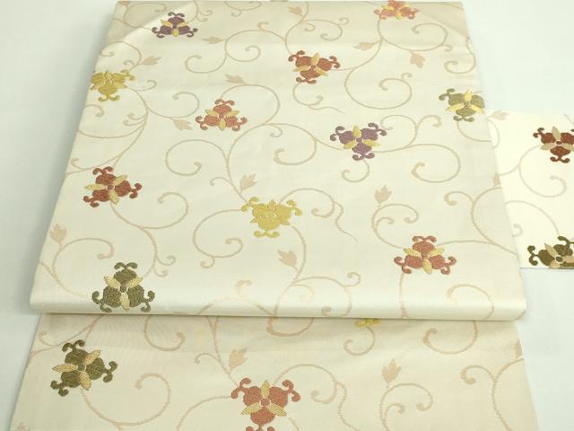 平和屋着物■極上　九寸名古屋帯　唐織　唐草文　金糸　逸品　DZAB0019kh5