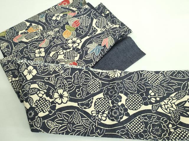 平和屋着物□極上 和染紅型 栗山紅型 栗山吉三郎 つけ帯 紬地