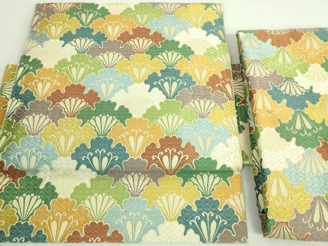 平和屋着物■極上　西陣　川島織物　つけ帯　唐織　花青海波　三越扱い　逸品　DZAB0037kh5