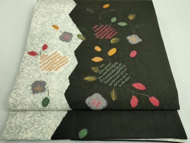 平和屋着物■極上　太鼓柄袋帯　手描き　絞り　舞花文　金彩　逸品　DZAB0042kh5