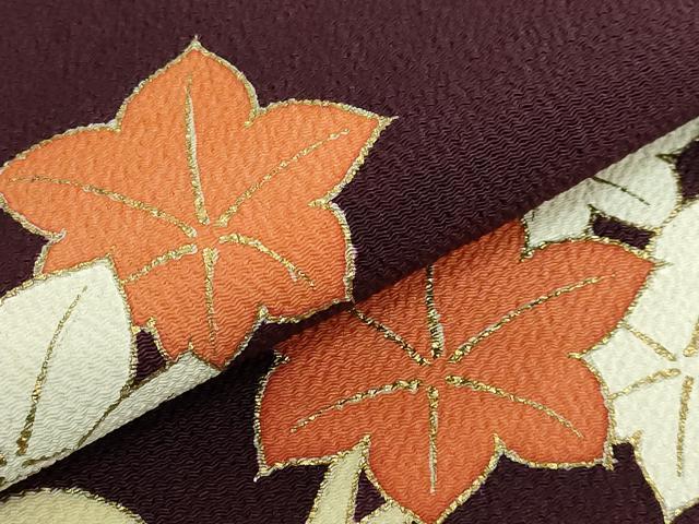 平和屋着物□極上 銀座 志ま亀 九寸名古屋帯 楓 濃い紫