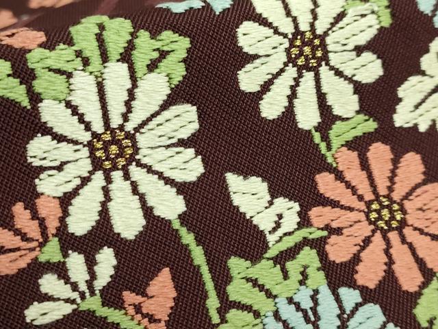 平和屋着物□極上 西陣 川島織物 六通柄 本袋帯 市松草花文