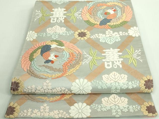 平和屋着物■極上　西陣　河合美術織物謹製　六通柄袋帯　唐織　能衣錦　鳳凰花文　逸品　DZAB0077kh5