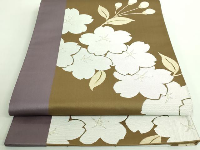 平和屋着物■極上　世界的人形師　辻村寿三郎　ジュサブロー　六通柄袋帯　舞桜　路考茶色地　逸品　DZAB0078kh5