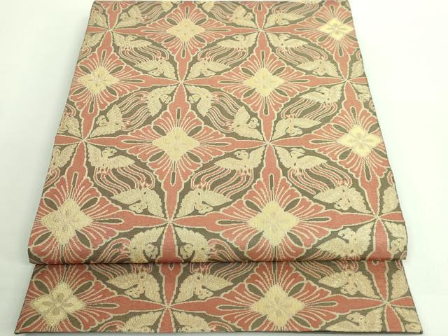 平和屋本店■最高級　人間国宝　北村武資　経錦　六通柄袋帯　花鳥菱文　金糸　逸品　DZAB0098kh5