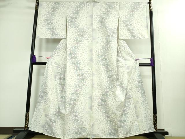 平和屋本店■極上　本場大島紬　白大島　9マルキ　舞桜　逸品　未使用　DZAB0102kh5