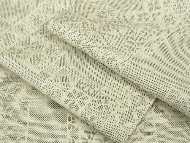 平和屋着物■極上　本場大島紬　白大島　名物裂　色紙重ね　逸品　DZAB0125kh5