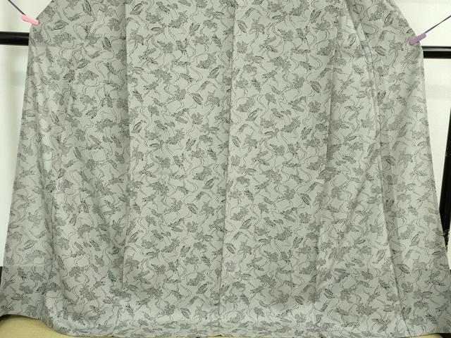 平和屋着物□極上 夏物 小紋 絽 舞蝶花文 薄鈍色地 三越