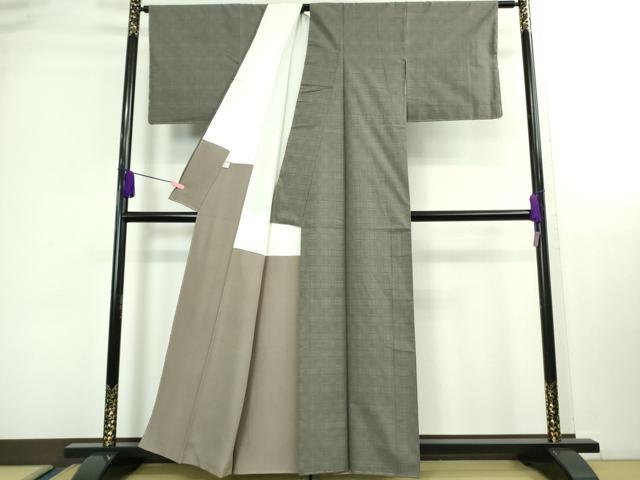 平和屋本店□極上 綿薩摩 東郷織物謹製 手織 160亀甲 格子 煤色