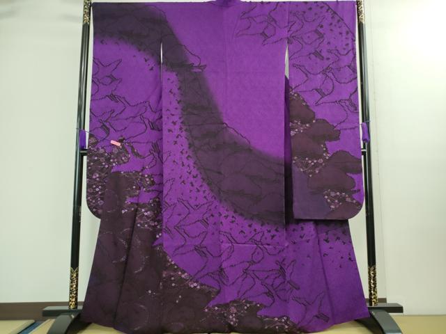 平和屋着物■極上　振袖　絞り　飛鶴　舞花文　暈し染め　逸品　DZAB0149kh5