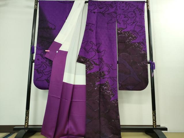 平和屋着物□極上 振袖 絞り 飛鶴 舞花文 暈し染め 逸品 DZAB0149kh5