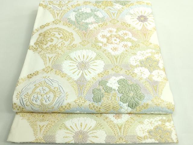 平和屋着物■極上　六通柄袋帯　唐織　風雅　花青海波　金糸　逸品　DZAB0220kh5