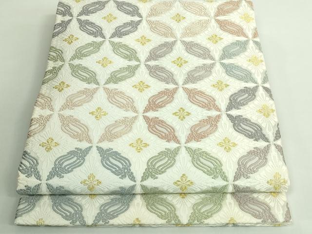 平和屋着物■極上　西陣　丸勇謹製　六通柄袋帯　有職唐織　鳥襷　逸品　DZAB0229kh5