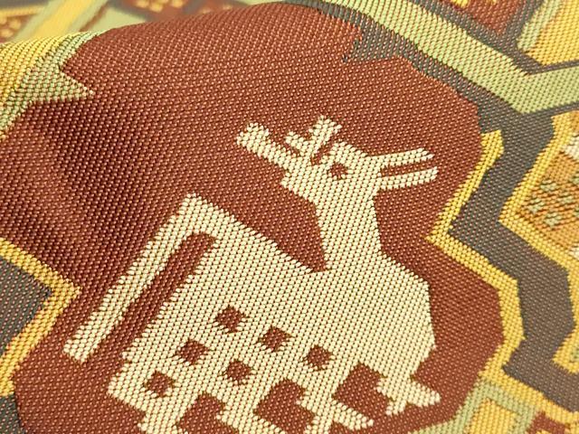 平和屋着物□極上 龍村晋謹製 全通柄袋帯 名物有栖川華鹿文錦 逸品