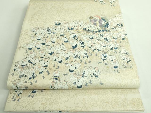 平和屋着物■極上　西陣　とみや織物謹製　とみや帯　六通柄袋帯　祝祭　2000人集　七福神　金糸　逸品　DZAB0284kh5