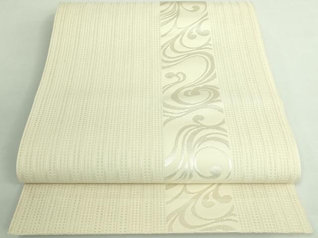 平和屋着物■極上　夏物　本場筑前博多織　八寸名古屋帯　紗献上　流水間道　蒸栗色地　逸品　DZAB0298kh5