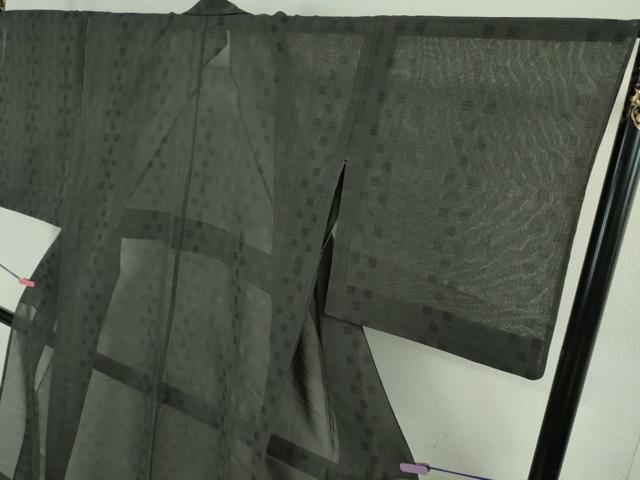 平和屋着物■極上　夏物　夏お召　花織　紗　色無地　藍墨茶色　逸品　DZAB0304kh5_2