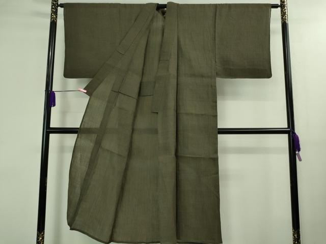 平和屋着物■極上　夏物　男性　本場小千谷ちぢみ　麻　色無地　千歳茶色　逸品　DZAB0309kh5_1