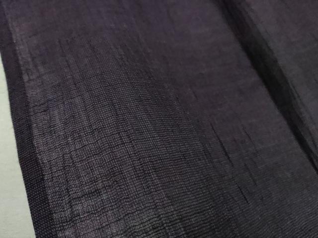 平和屋着物□極上 夏物 織物の名産 近江ちぢみ 麻 色無地 深紫色