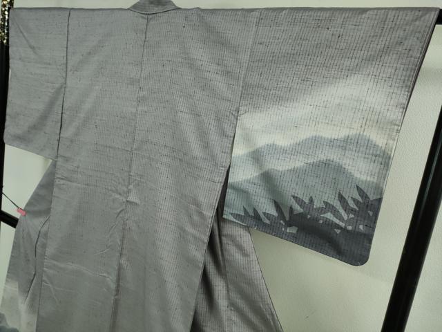 平和屋着物□極上 訪問着 ぜんまい紬 草葉シルエット 逸品 未使用