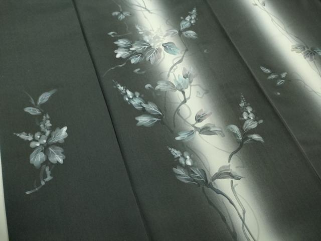 平和屋着物□極上 訪問着 手描き 蔦の葉文 暈し染め 藍