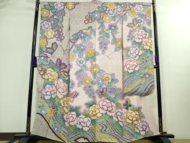 平和屋着物■極上　振袖　舞蝶花文　逸品　DZAB0347kh5