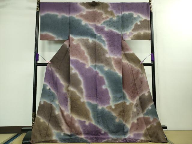 平和屋本店■極上　訪問着　お召地　黄金糸　雪輪　花唐草地紋　暈し染め　ロング丈　逸品　DZAB0350kh5