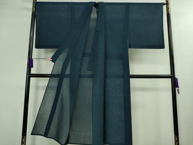 平和屋着物□極上 夏物 男性 夏駒結城 結城紬 夏結城 キングサイズ 青