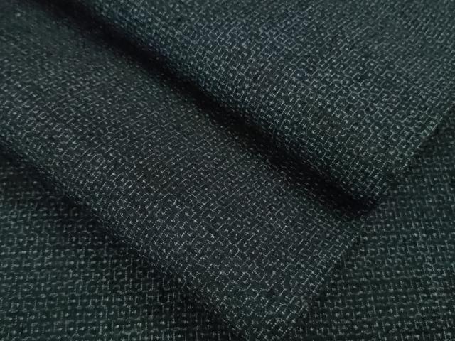 平和屋本店■極上　男性　本場結城紬　重要無形文化財　単衣　100亀甲　総詰め　濃藍色地　逸品　DZAB0362kh5