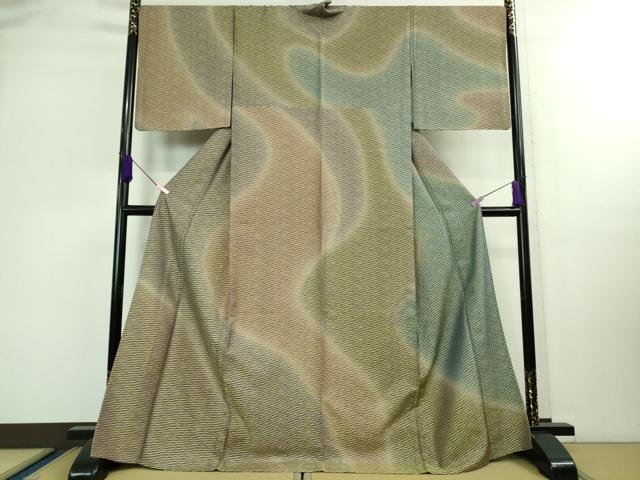 平和屋着物■極上　訪問着　単衣　お召地　黄金糸　霞文　暈し染め　逸品　DZAB0364kh5