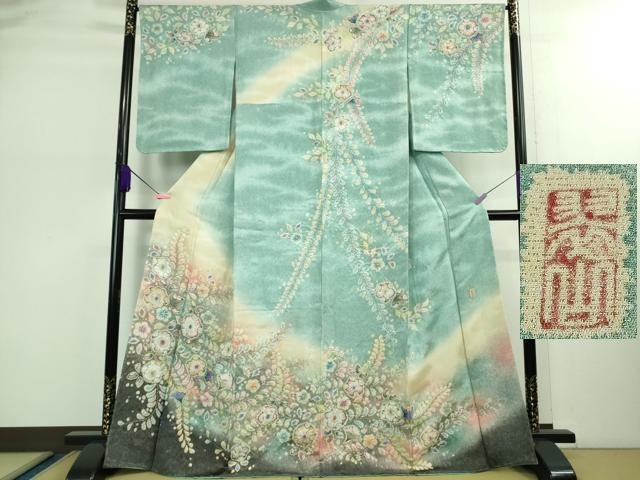 平和屋着物■極上　越後十日町の一流染匠　桐屋・翠山工房　訪問着　辻が花　暈し染め　銀通し地　逸品　未使用　DZAB0373kh5