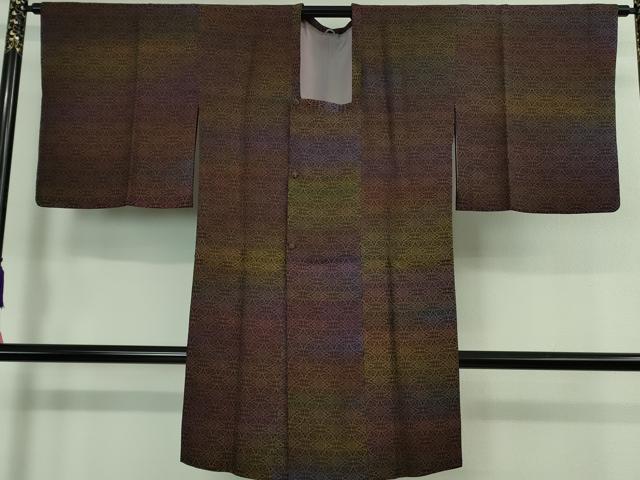平和屋着物■極上　道行コート　ロング丈　七宝文　暈し染め　西武百貨店扱い　残布付き　逸品　DZAB0389kh5