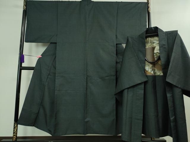 平和屋着物■極上　男性　本場大島紬　アンサンブル　長羽織　濃紺地　逸品　DZAB0400kh5