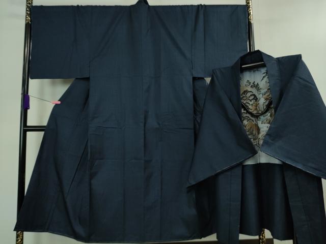 平和屋着物■極上　男性　本場大島紬　アンサンブル　キングサイズ　100亀甲　総詰め　濃藍色　逸品　未使用　DZAB0436kh5