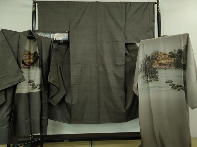 平和屋着物■極上 男性 本場大島紬 アンサンブル 長襦袢・長羽織セット 泥染 100亀甲 総詰め 健勝苑  鑑定証付き 逸品 未使用DZAB0438kh5