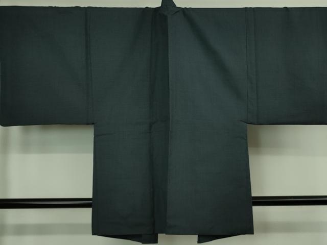 平和屋着物□極上 男性 紬 アンサンブル 亀甲柄 青褐色地 羽裏・龍